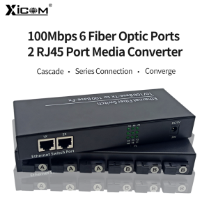 100Mbps 6 Fiber Optic Ports 2RJ45 Port Media Converter